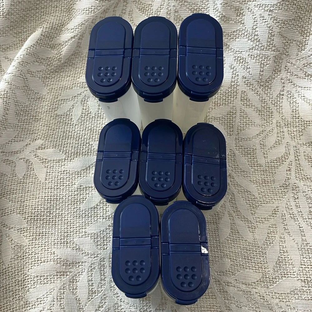 Tupperware Modular‎ Mates Dark Blue Spice Shakers Containers Set of 8